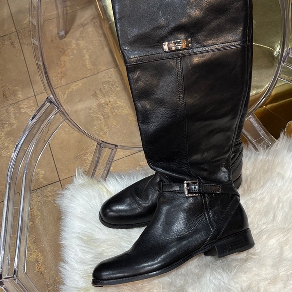 Coach Black Leather Knee-High Boots - Picture 1 of 6